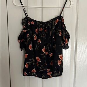 Sienna Sky Size Medium Womens Floral Black Off-Shoulder Top